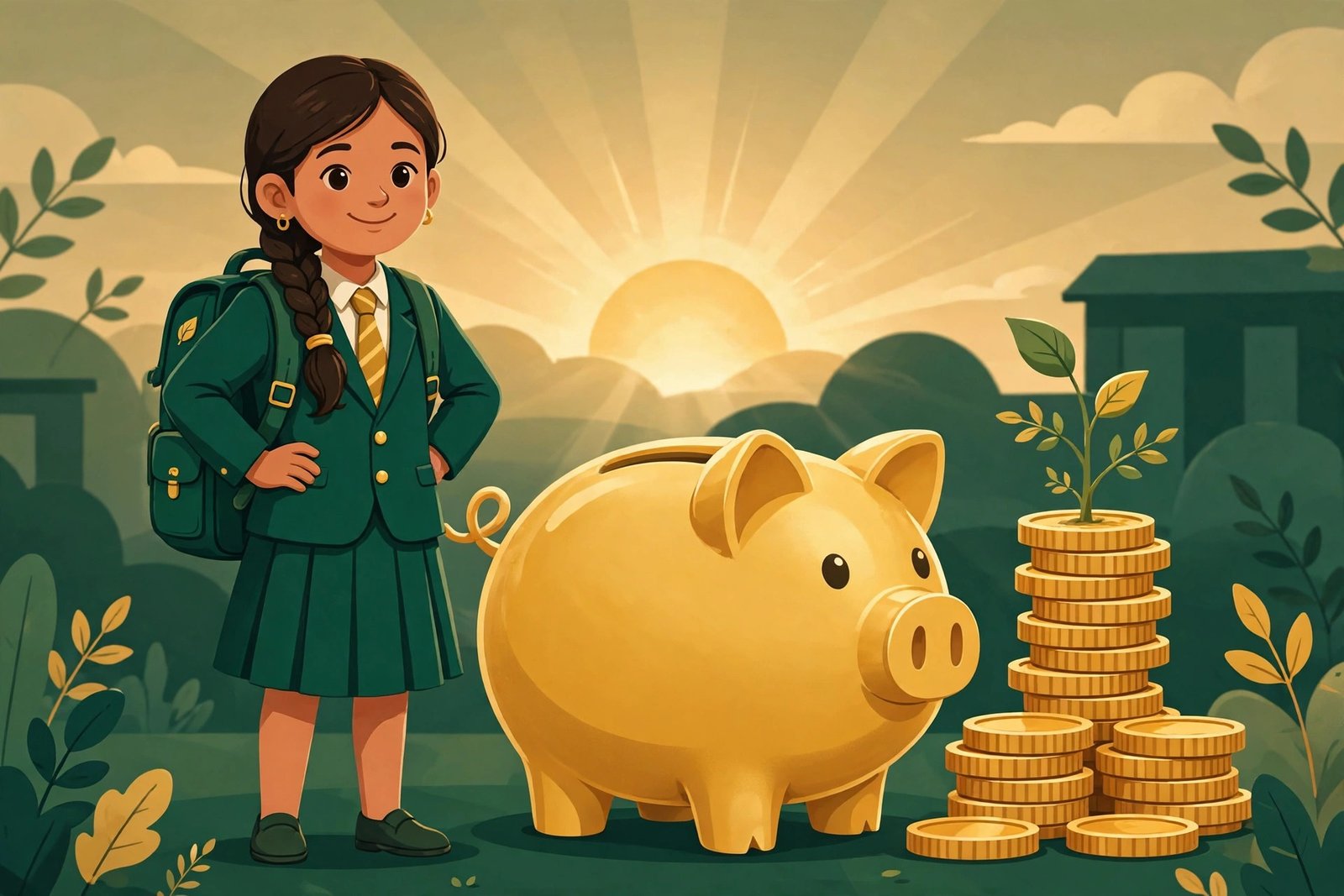 Sukanya Samriddhi Yojana calculator — school uniform me beti, sunehra gullak aur badhti sikkon ki dher, bhavishya ki padhai ka hisaab